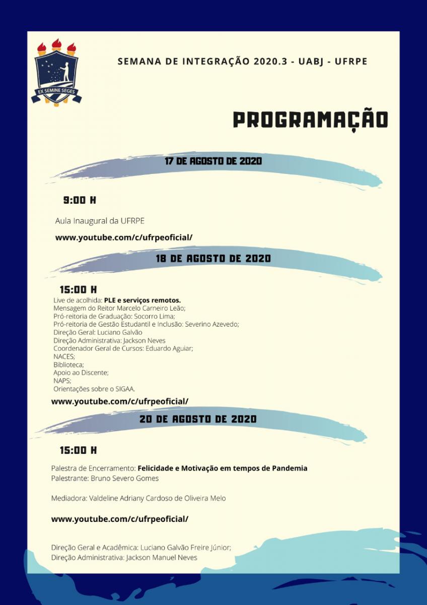 Programação da semana da integração